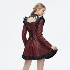 Handmade Leather Gothic Dress | Corset Mini Dress | Gothic lolita dress | Victorian Maid Dress | Dark Academia Goth Clothes