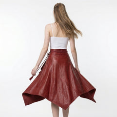 Leather Wrap Skirt Women | Burgundy Leather Midi Skirt | Boho Skirt | Renaissance Skirt | High Waist Wrap Skirt | Womens Clothing | Gift For Her