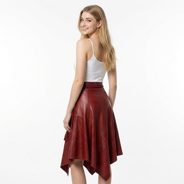 Leather Wrap Skirt Women | Burgundy Leather Midi Skirt | Boho Skirt | Renaissance Skirt | High Waist Wrap Skirt | Womens Clothing | Gift For Her