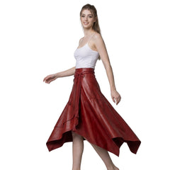 Leather Wrap Skirt Women | Burgundy Leather Midi Skirt | Boho Skirt | Renaissance Skirt | High Waist Wrap Skirt | Womens Clothing | Gift For Her