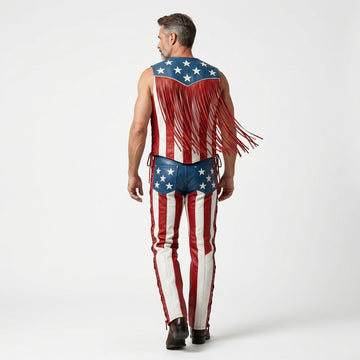 American flag leather outfit for men