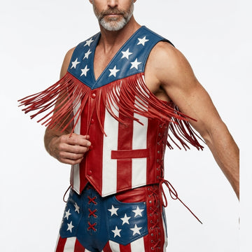 American flag leather outfit for men