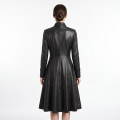 Leather Coat Dress Women | Black Leather Dress | Midi Dress | Gothic Princess Style | Victorian Dress | Renaissance Dress | Womens Dresses