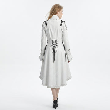 Women White Gothic Victorian Tailcoat | Princess Coat Dress | Snow White Dress | Steampunk Costume | White Coat Ceremony Gifts