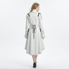 Women White Gothic Victorian Tailcoat | Princess Coat Dress | Snow White Dress | Steampunk Costume | White Coat Ceremony Gifts