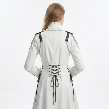 Women White Gothic Victorian Tailcoat | Princess Coat Dress | Snow White Dress | Steampunk Costume | White Coat Ceremony Gifts