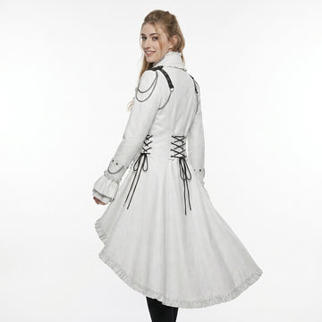 Women White Gothic Victorian Tailcoat | Princess Coat Dress | Snow White Dress | Steampunk Costume | White Coat Ceremony Gifts