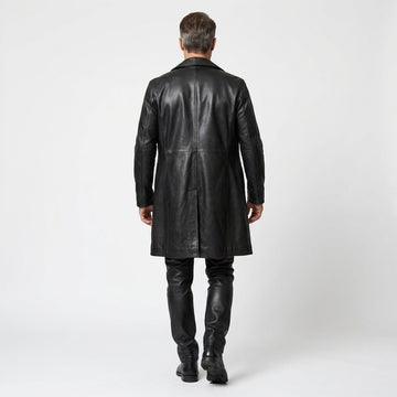 Mens Leather Trench Coat | Long Black Leather Trench Coat Men | Matrix Trench Coat Men | Gothic Trench | Cyberpunk Pants | Leather Boots