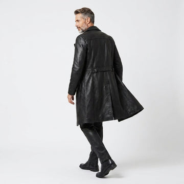 Mens Leather Trench Coat | Long Black Leather Trench Coat Men | Matrix Trench Coat Men | Gothic Trench | Cyberpunk Pants | Leather Boots