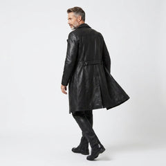 Mens Leather Trench Coat | Long Black Leather Trench Coat Men | Matrix Trench Coat Men | Gothic Trench | Cyberpunk Pants | Leather Boots