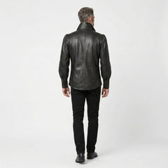 Men's Black Genuine Leather Shirt | Lace Up Leather Shirt | Medieval Pirate Shirt | Renaissance Victorian Shirt, Gothic Viking Long Sleeve Shirt