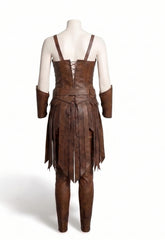 Women’s Brown Leather Renaissance Dress | Viking Queen Dress | Leather Corset Dress | Ren Faire Costume | Battle-Worn Aging Leather