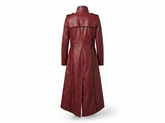 Red Leather Trench Coat | Vintage Trenchcoat | Leather Long Coat | Long Red Coat | Goth Clothes | Custom Winter Coat