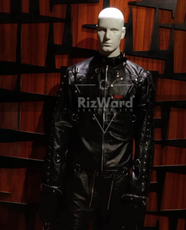 Premium BDSM Leather Strait Jacket With Bondage Shorts for Men