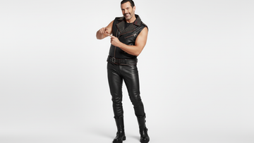 Men’s Black PU Leather Vest with Red Zips & Spiked Collar – Bold Edge Design