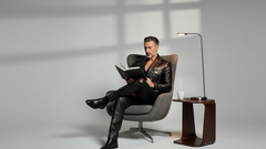 Men’s Black Leather Utility Blazer – Tailored Statement Fashion Jacket