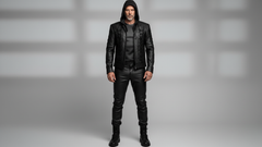 Men’s Black Hooded Lace-Up Leather Jacket – Modern Gothic Statement Outerwear