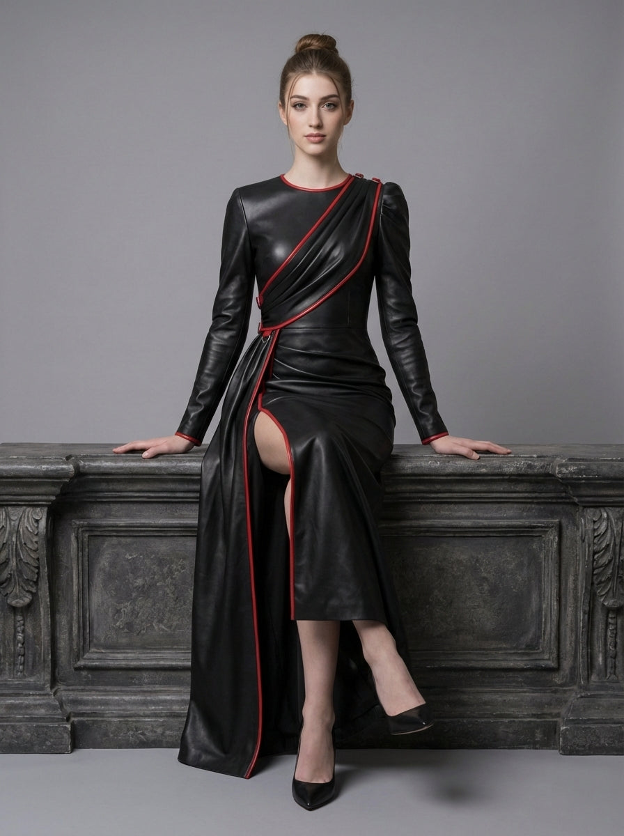 goth leather dress Dark In Love Gothic Eyelet & Chain Faux Leather Dress