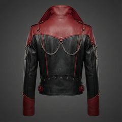 Cyberpunk Leather Jacket & Pants Set | Men's Black Red Biker Outfit