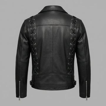 Black Genuine Leather Jacket & Pants Set | Men's Biker Jacket, Leather Pants |Cyberpunk Motorcycle Outfit