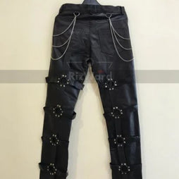 Be In Style With Black Leather Gay Pant- In Chain Style with sexy O-Rings - Rizwards Leather