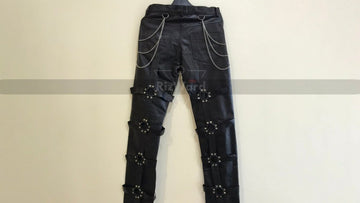 Be In Style With Black Leather Gay Pant- In Chain Style with sexy O-Rings - Rizwards Leather