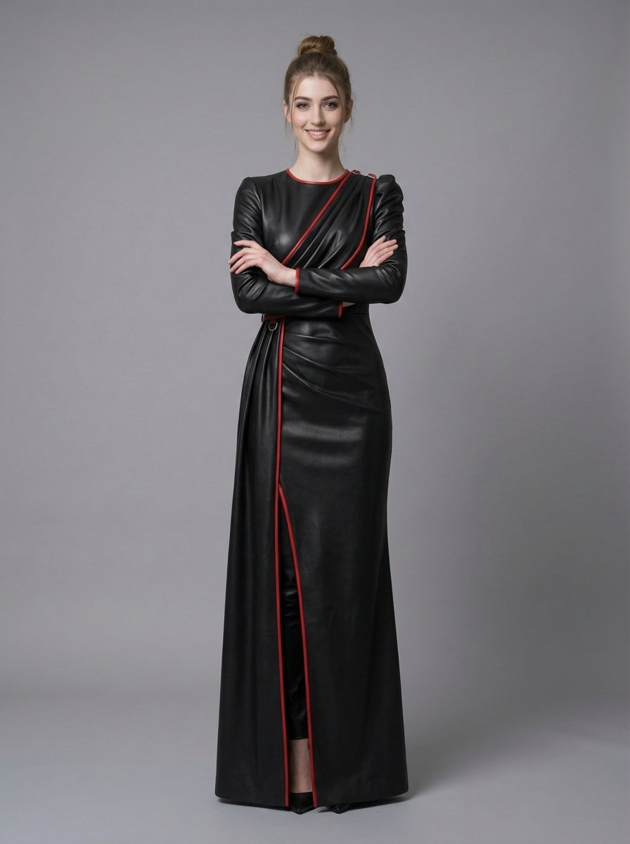 gothic leather dress Gothic Style Women Sexy Short Dress Black Leather Hollow Out Bandage Halter Dress Singer Concert