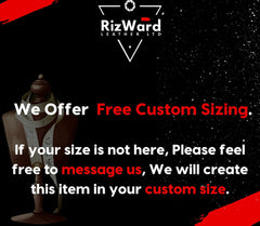 Special offer image promoting free custom size for bondage body harness with invitation to reach out for personalized fit.
