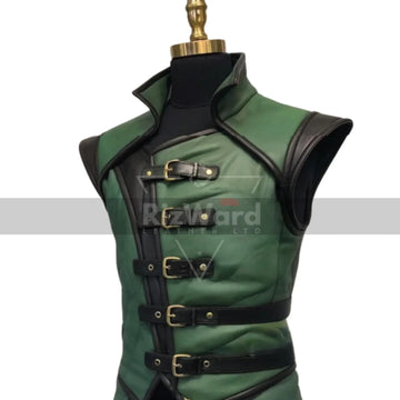 Medieval Viking Leather Gambeson Ren Faire Leather Vest with Buckle Straps Renaissance Vest for Fantasy Cosplay Costume Medieval Jerkin