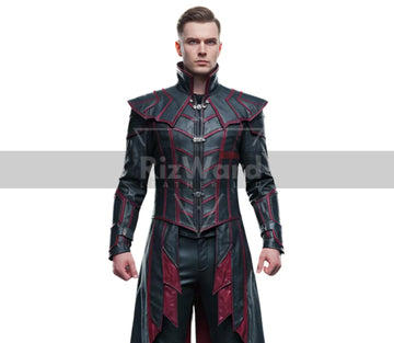 Handmade Black Leather Vampire Trench Coat - Steampunk Vampire Long Coat - Gothic Steampunk Cosplay Costume - Victorian Coat Gift for Him