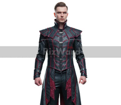 Handmade Black Leather Vampire Trench Coat - Steampunk Vampire Long Coat - Gothic Steampunk Cosplay Costume - Victorian Coat Gift for Him