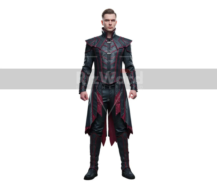 Handmade Black Leather Vampire Trench Coat - Steampunk Vampire Long Coat - Gothic Steampunk Cosplay Costume - Victorian Coat Gift for Him