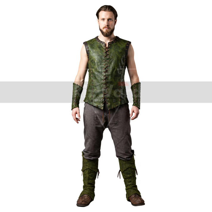 Exclusive Elven Ranger Leather Vest – Handcrafted Green Fantasy Armor - Renaissance Fair Elf Medieval Vest - Viking Jerkin Cosplay Costume