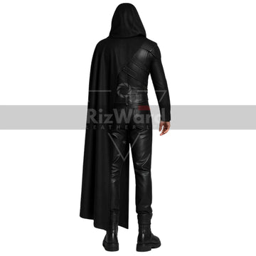 Gothic Leather Hooded Half Cape with Armour Shirt - Punk Rave Gothic Cloak Costume For Cosplay - Leather Medieval Cloak - LARP Costumes