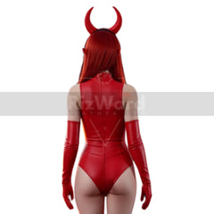 Red Leather Sexy Devil Bodysuit - Bold and Sexy Devil Halloween Costume - Foreplay Bodysuit - Seductive Cosplay Costume for Women