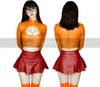 Nerdy Scooby Girl Velma Costume - Sexy Velma Costume for Role Play Cosplay - Seductive Mystery Outfit - Leather Crop Top with Skirt