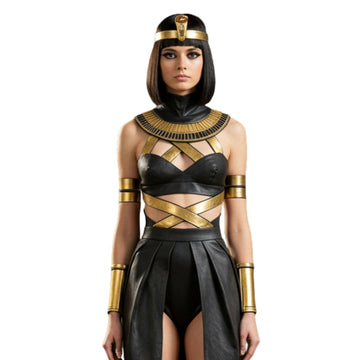 Cleopatra Leather Roleplay Costume - Sexy Cleopatra Adult Costume - Seductive Egyptian Goddess Dress - Pharaoh Queen Sexy Roleplay Costume