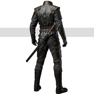 Handmade Black Leather Swordsman Armour - LARP Cosplay Samurai Armor - Medieval Knight Armour for Cosplay Costume - Leather Combat Suit