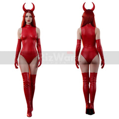 Red Leather Sexy Devil Bodysuit - Bold and Sexy Devil Halloween Costume - Foreplay Bodysuit - Seductive Cosplay Costume for Women