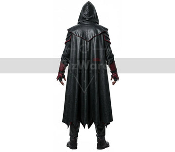 Dark Fantasy Leather Vampire Costume Set - Custom Leather Vampire Cloak - Hooded Gothic Dracula Cloak Halloween Costume For Cosplay