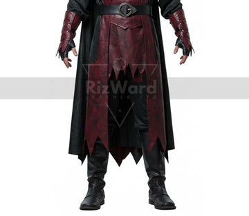 Dark Fantasy Leather Vampire Costume Set - Custom Leather Vampire Cloak - Hooded Gothic Dracula Cloak Halloween Costume For Cosplay
