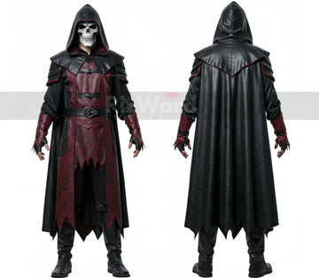 Dark Fantasy Leather Vampire Costume Set - Custom Leather Vampire Cloak - Hooded Gothic Dracula Cloak Halloween Costume For Cosplay
