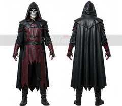 Dark Fantasy Leather Vampire Costume Set - Custom Leather Vampire Cloak - Hooded Gothic Dracula Cloak Halloween Costume For Cosplay