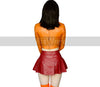 Nerdy Scooby Girl Velma Costume - Sexy Velma Costume for Role Play Cosplay - Seductive Mystery Outfit - Leather Crop Top with Skirt