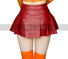 Nerdy Scooby Girl Velma Costume - Sexy Velma Costume for Role Play Cosplay - Seductive Mystery Outfit - Leather Crop Top with Skirt