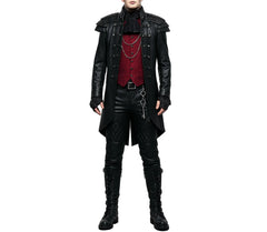 Gothic Vampire Trench Coat with Skull Print - Steampunk Victorian Tailcoat - Dracula Halloween Costume - Victorian Gothic Dress Cosplay