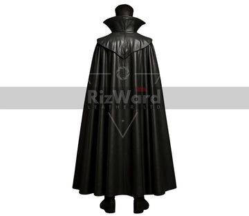 Regal Vampire Leather Cloak - Gothic Victorian Halloween Costume - Dracula Themed Cloak for Cosplay - Medieval Vampire Cape with Vest