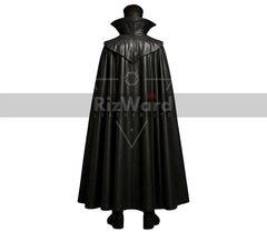 Regal Vampire Leather Cloak - Gothic Victorian Halloween Costume - Dracula Themed Cloak for Cosplay - Medieval Vampire Cape with Vest