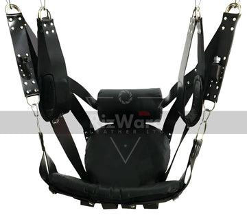 VIP Black Leather Sex Swing with Stand Frame | Leather Bondage Sex Swing | Sex Furniture & Accessories | Stainless Steel Swing Stand Frame