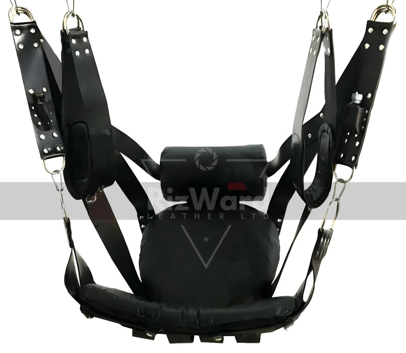 VIP Black Leather Sex Swing with Stand Frame | Leather Bondage Sex Swing | Sex Furniture & Accessories | Stainless Steel Swing Stand Frame